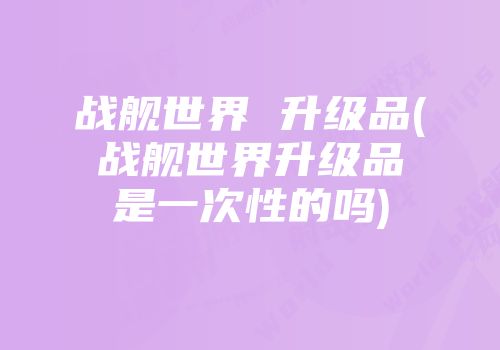 战舰世界 升级品(战舰世界升级品是一次性的吗)