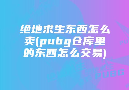 绝地求生东西怎么卖(pubg仓库里的东西怎么交易)