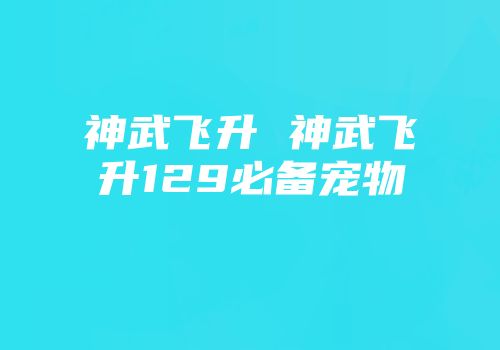 神武飞升 神武飞升129必备宠物