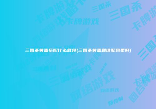 三国杀黄盖搭配什么武将(三国杀黄盖和谁配合更好)